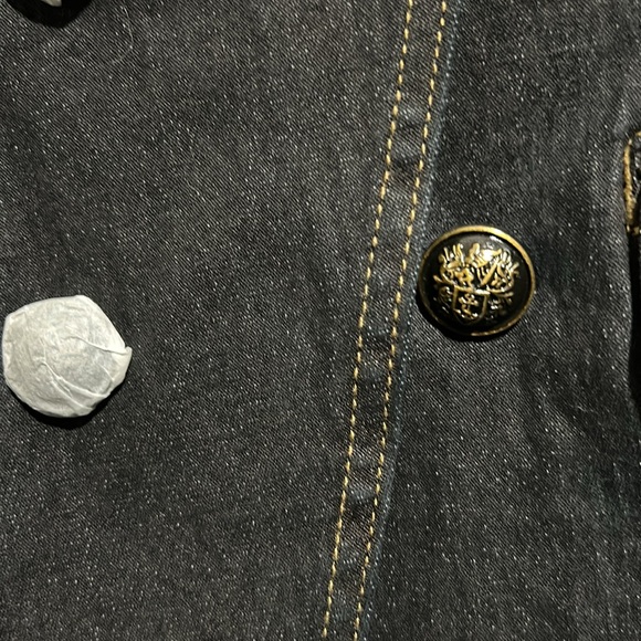 Vintage Dg2Diane Gilman Double Breasted Denim Blazer, Black Distressed, New SZ L - Picture 4 of 6